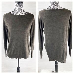 BB Dakota Cross High Low Hem Brown Crewneck Sweater